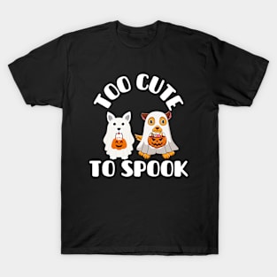 Too Cute To Spook Funny Ghost Dog Lover Halloween T-Shirt